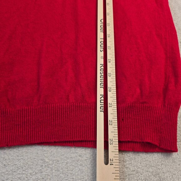 Vintage Cashmere Sweater Womens 38 Small Red Snow Lotus Soft FLAW Cutter Piece - Picture 5 of 15